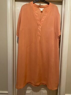H&M Coral Orange V-Neck Midi Tunic Dress